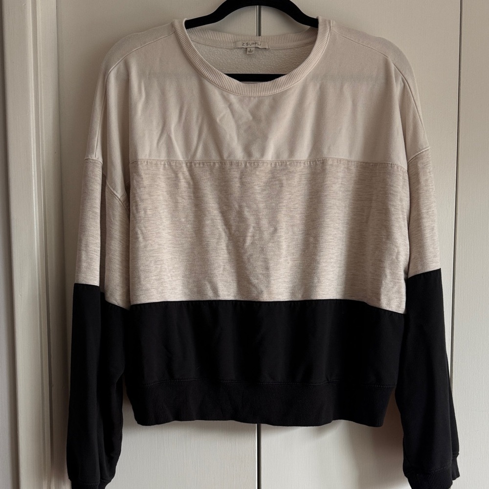 Z Supply Black and Cream Sweatshirt
